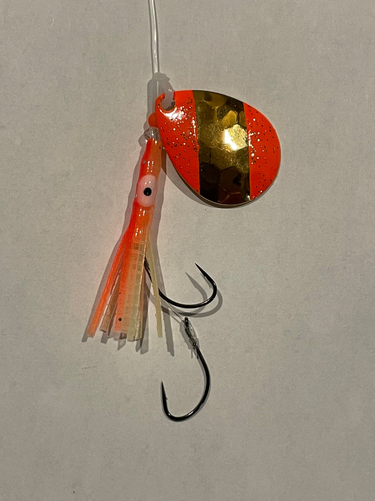 DinoMite 3.5c Hoochie Spinner Orange Tips 24k Gold