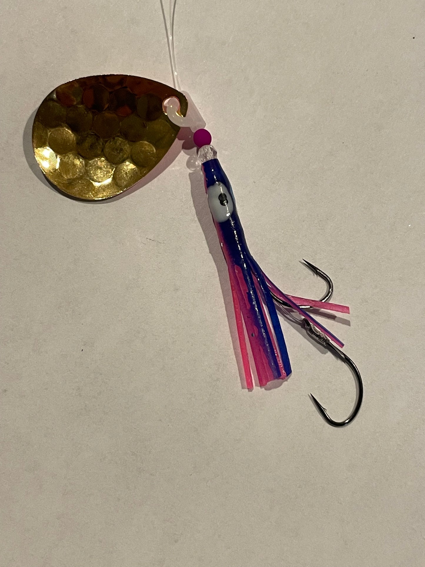 DinoMite 3.5c Hoochie Spinner Pink Purple Tips 24k Gold