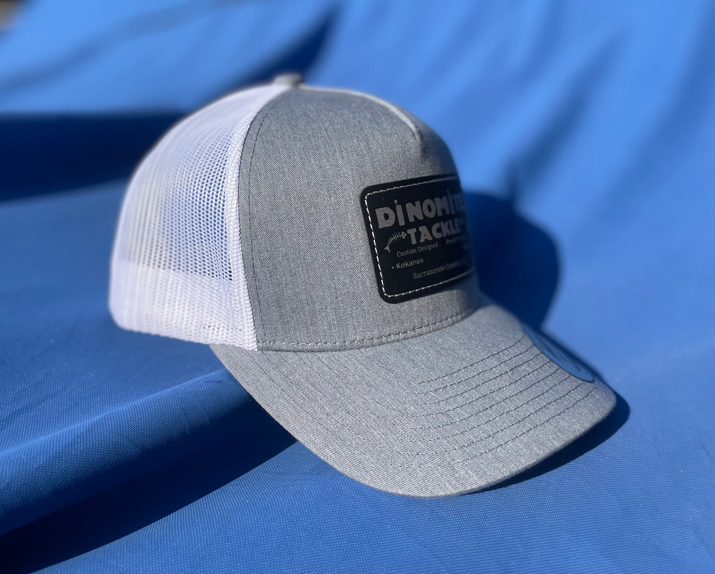 DinoMite Tackle Five-Panel Trucker Hat SnapBack Heather Grey/White