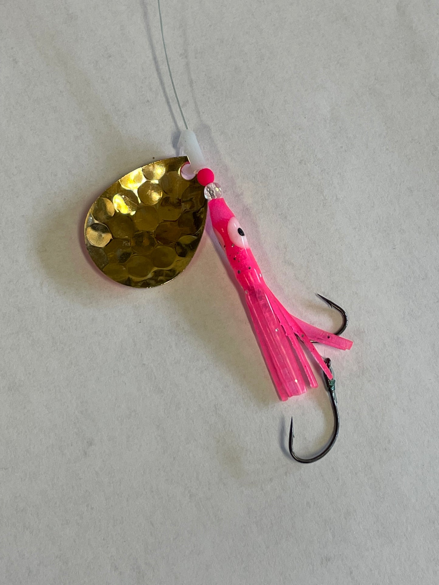 DinoMite Hoochie Spinner Pink Tips 24k Gold
