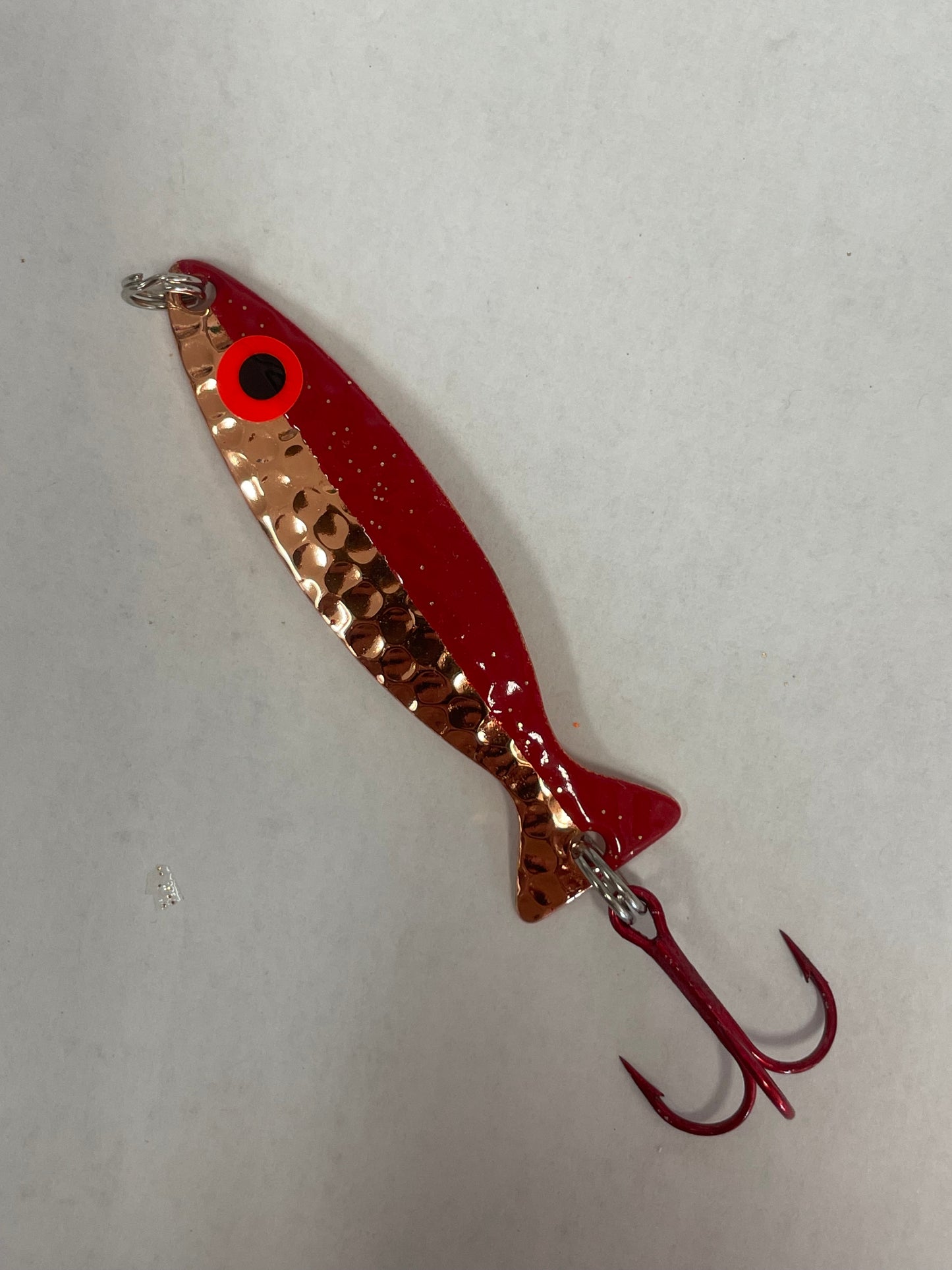 Minnow Spoon Half Red Hammered Copper