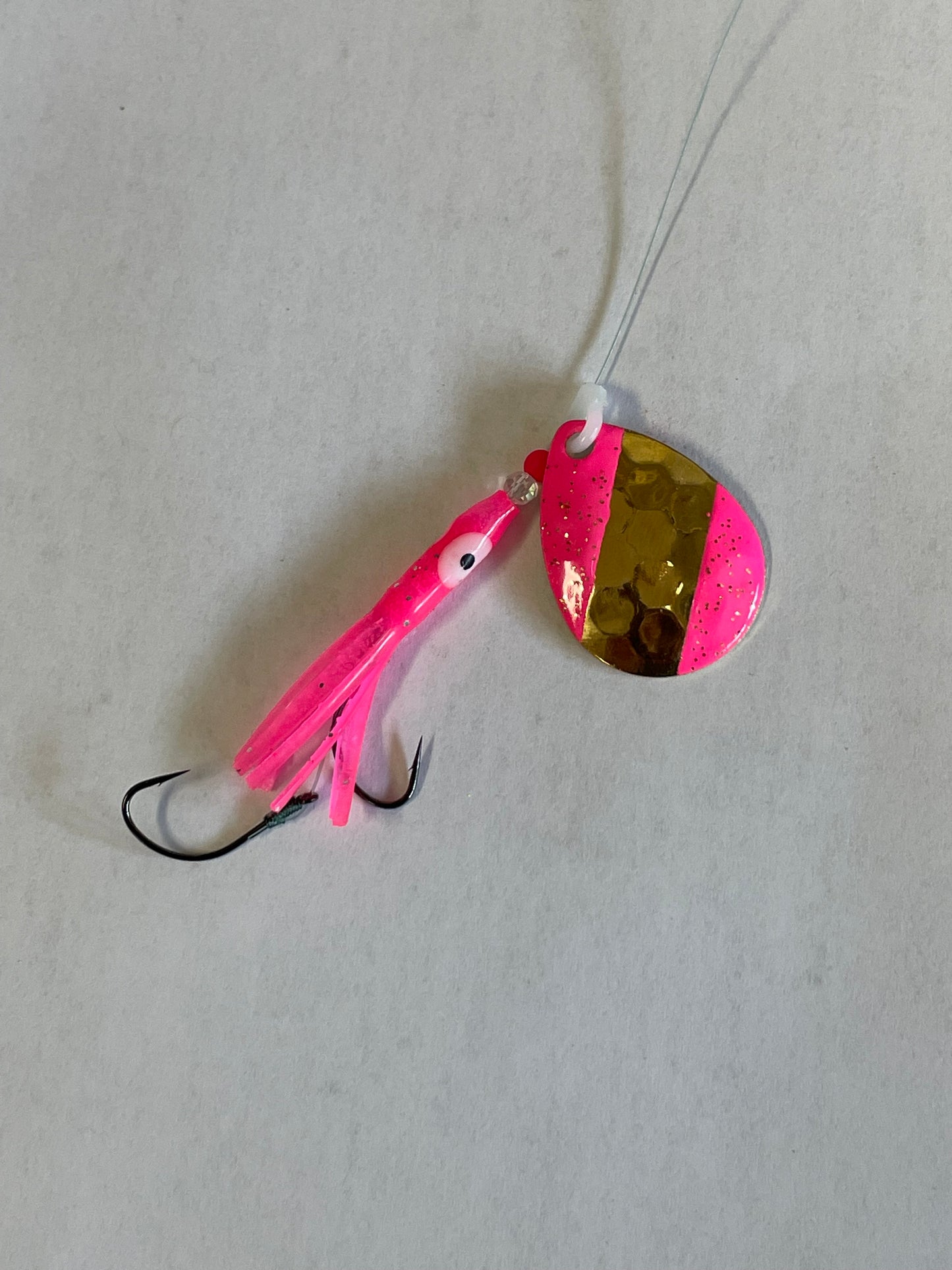DinoMite Hoochie Spinner Pink Tips 24k Gold