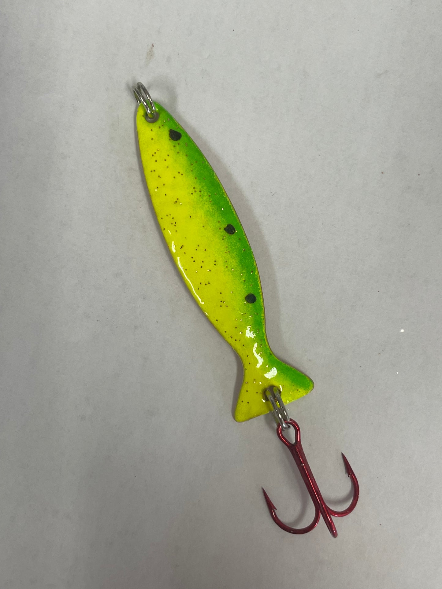 Minnow Spoon Lemon Lime Hammered Copper