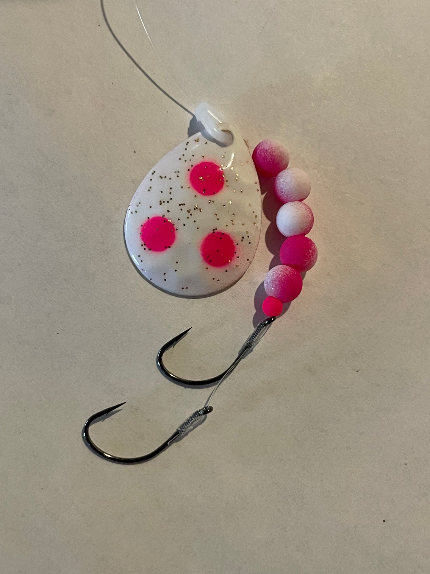 DinoMite 3.5c Spinner White Pink Dots 24k Gold