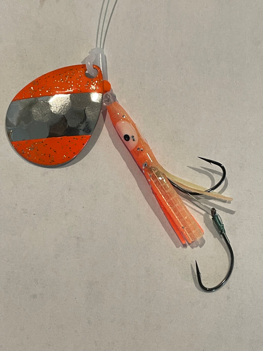 DinoMite Hoochie Spinner Orange Tips Nickel