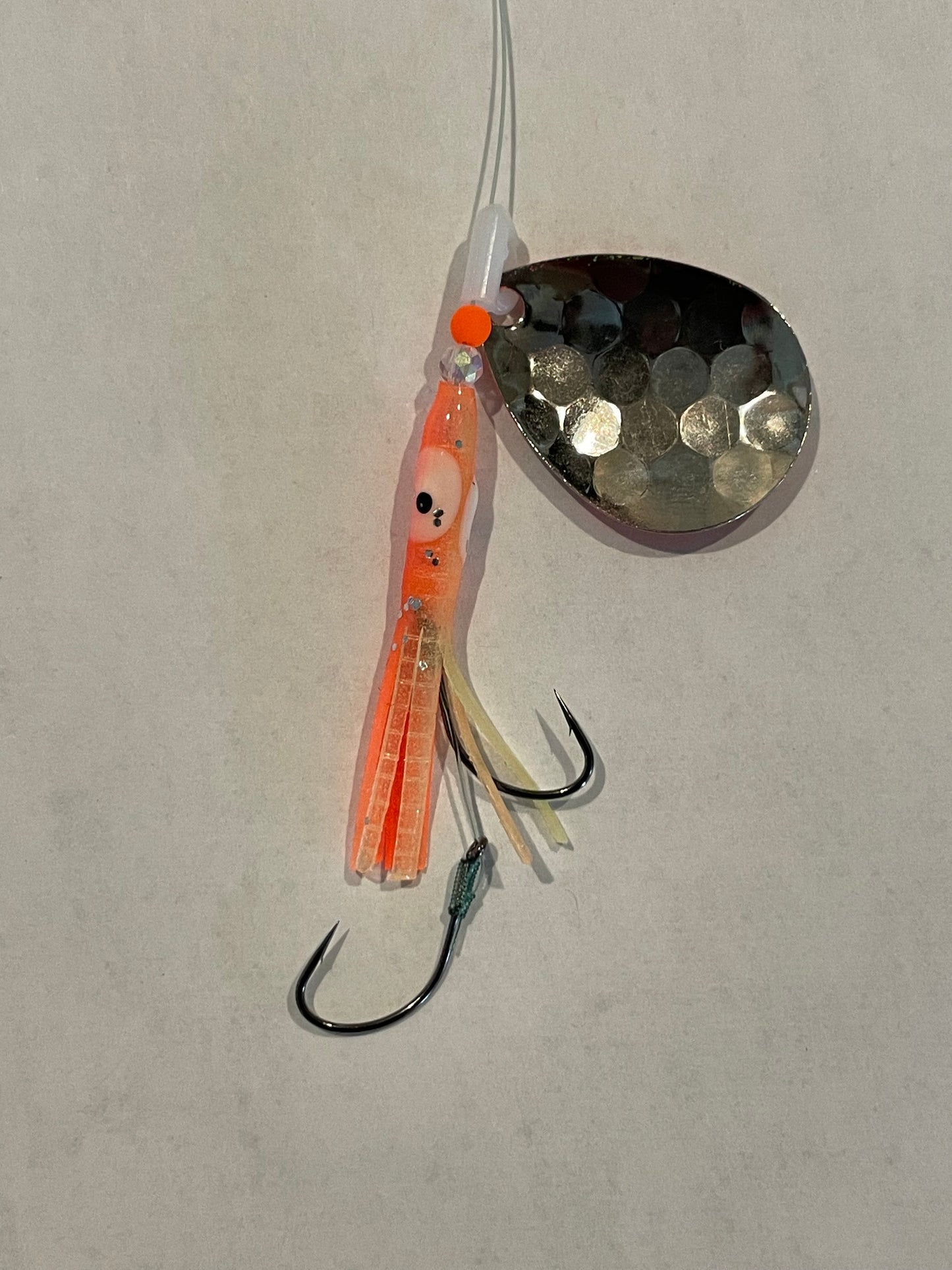 DinoMite Hoochie Spinner Orange Tips Nickel