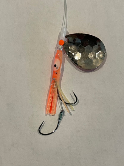 DinoMite Hoochie Spinner Orange Tips Nickel